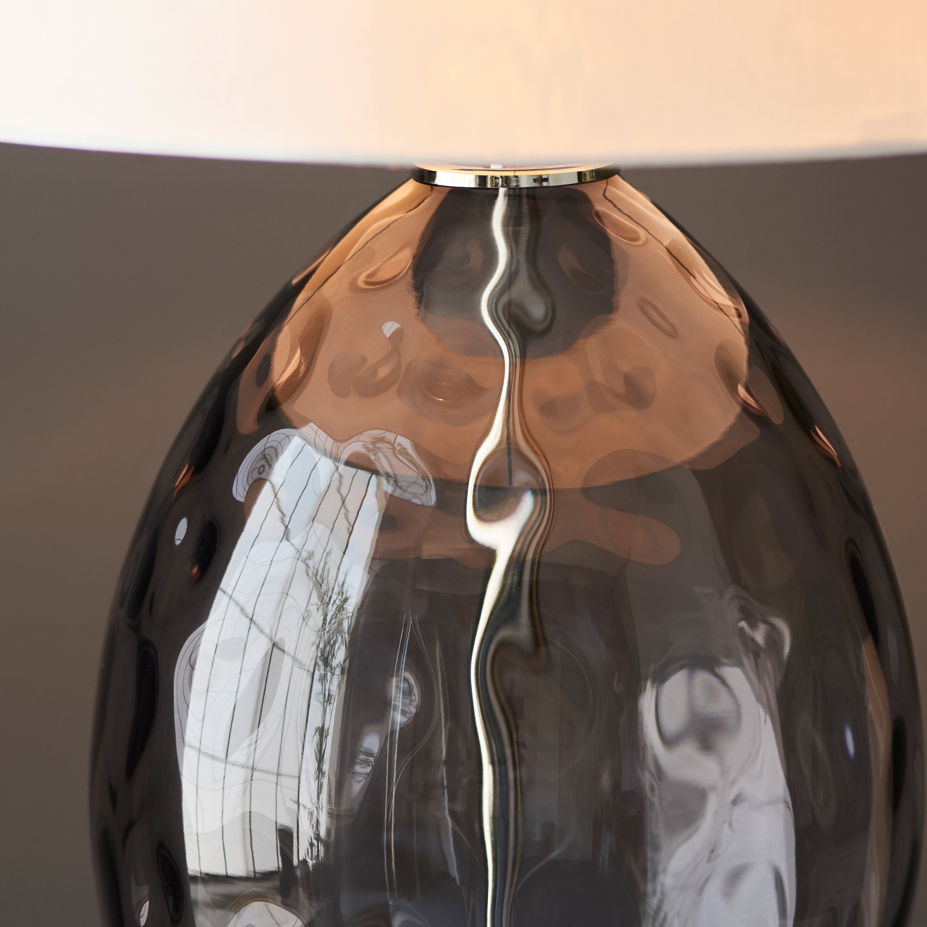 Willow Bright Nickel & Dimple Smoked Glass Table Lamp